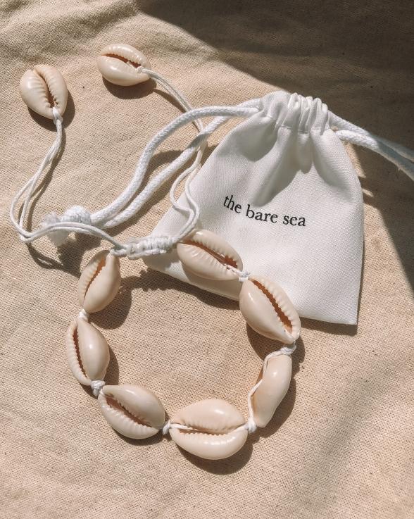 the bare sea cowrie shell bracelet anklet