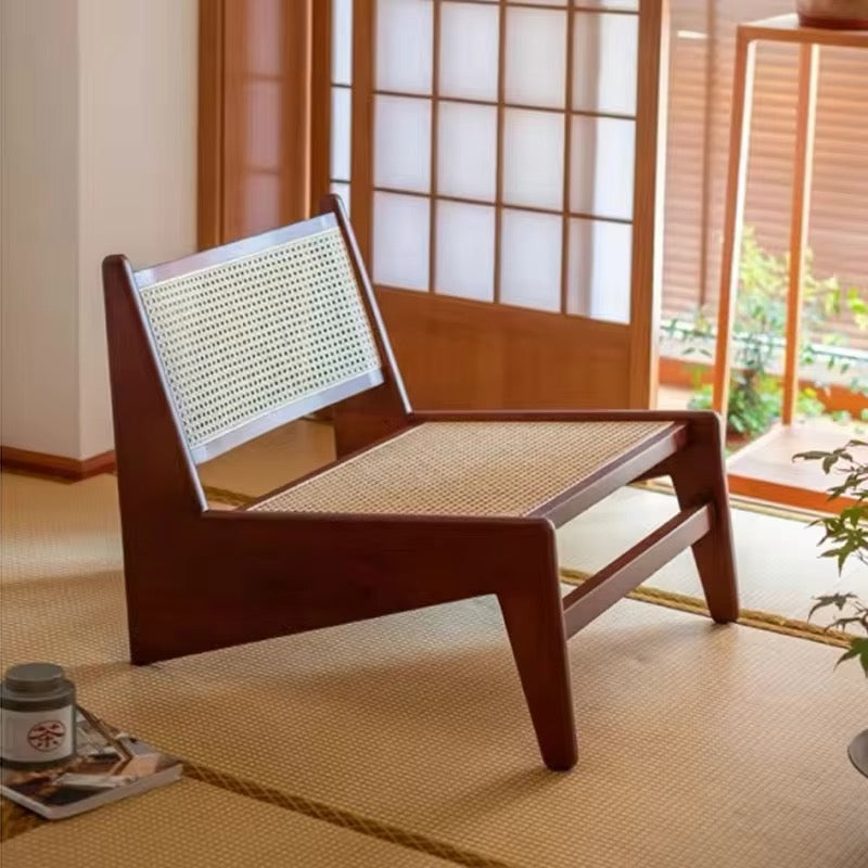 Low Wooden Rattan Chair