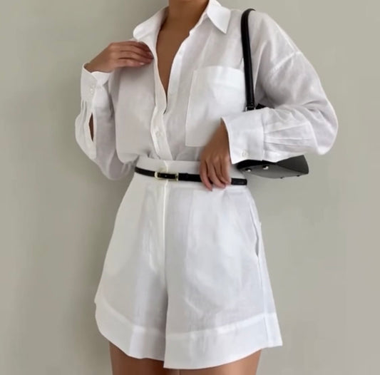 TERRA SPRING BUTTON DOWN BLOUSE | WHITE