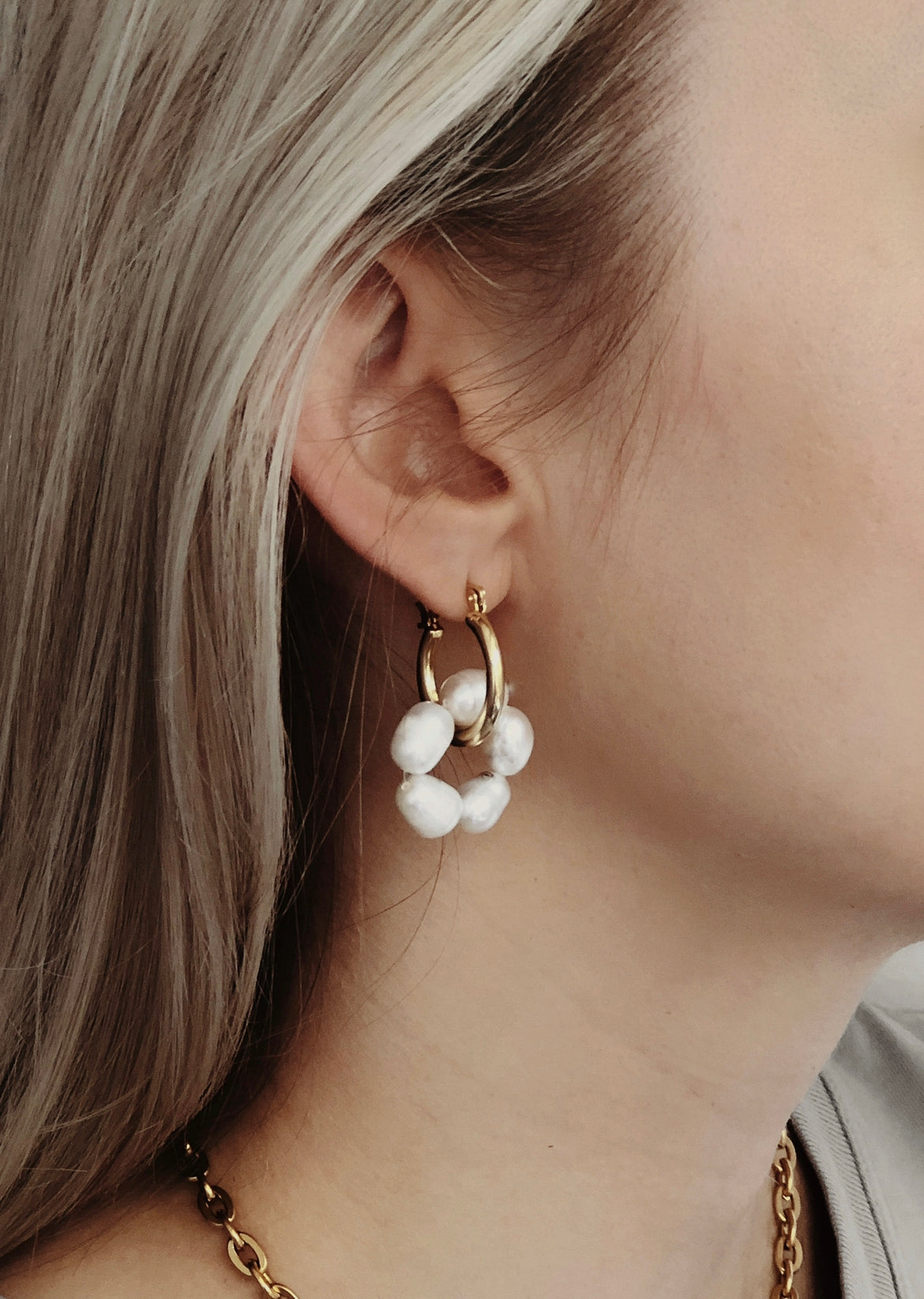 AYLA Pearl Hoops | 18K Gold Plated