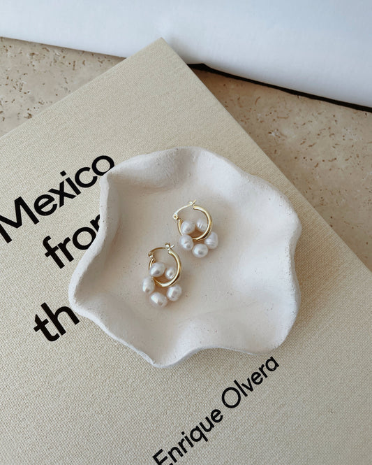 AYLA Pearl Hoops | 18K Gold Plated
