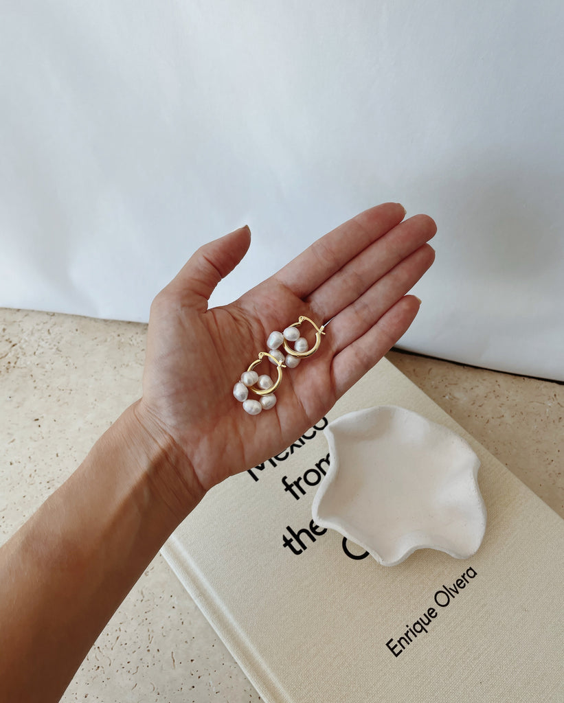 AYLA Pearl Hoops | 18K Gold Plated