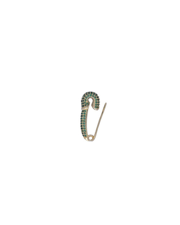 AVA Pin Earring Green | 18K Gold Plated