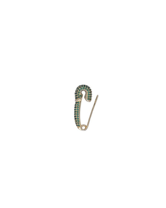 AVA Pin Earring Green | 18K Gold Plated